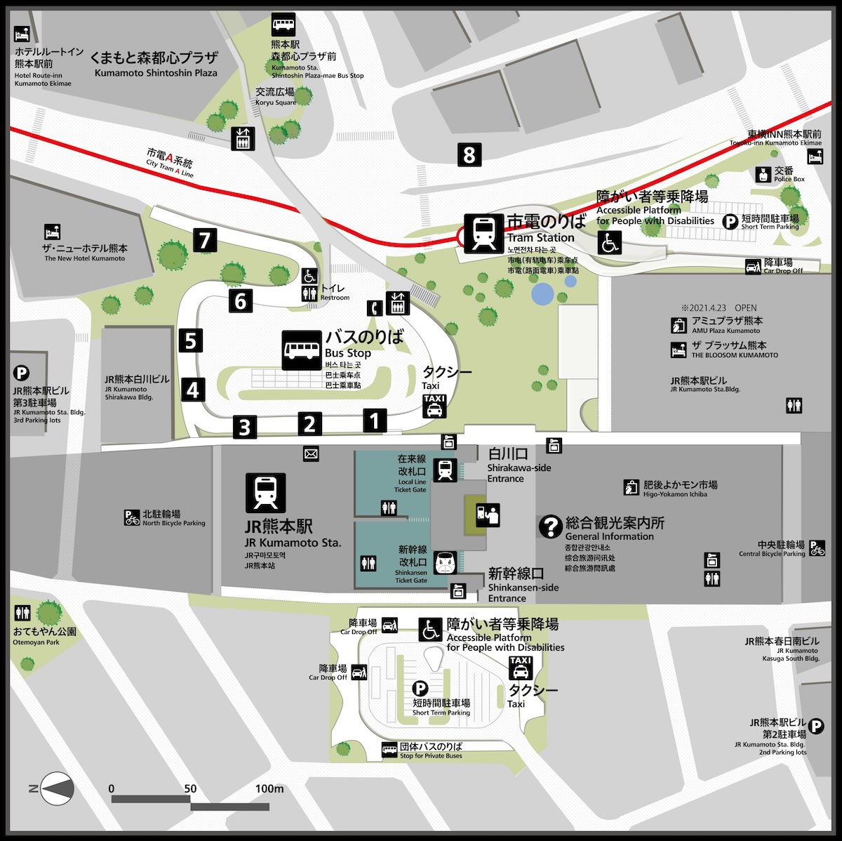 熊本駅白川口(東口)駅前広場の利用案内